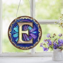 Load image into Gallery viewer, Double Sided Letter E Suncatcher Diamond Drawing Hanging Ornament for Home Decor