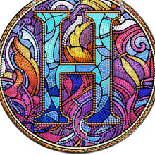 Load image into Gallery viewer, Double Sided Letter H Suncatcher Diamond Drawing Hanging Ornament for Home Decor