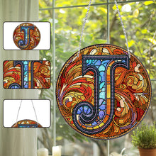 Load image into Gallery viewer, Double Sided Letter J Suncatcher Diamond Drawing Hanging Ornament for Home Decor