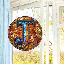 Load image into Gallery viewer, Double Sided Letter J Suncatcher Diamond Drawing Hanging Ornament for Home Decor