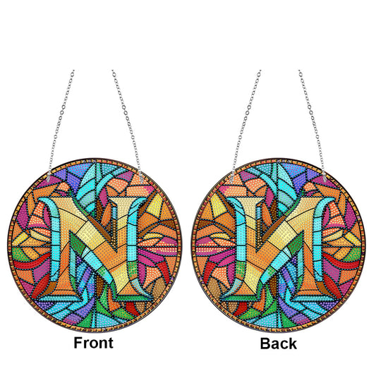 Double Sided Letter N Suncatcher Diamond Drawing Hanging Ornament for Home Decor