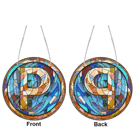 Double Sided Letter P Suncatcher Diamond Drawing Hanging Ornament for Home Decor