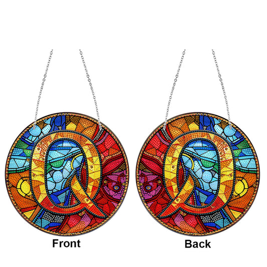 Double Sided Letter Q Suncatcher Diamond Drawing Hanging Ornament for Home Decor