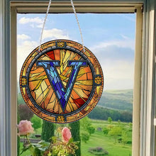 Load image into Gallery viewer, Double Sided Letter V Suncatcher Diamond Drawing Hanging Ornament for Home Decor