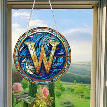 Load image into Gallery viewer, Double Sided Letter W Suncatcher Diamond Drawing Hanging Ornament for Home Decor