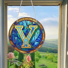 Load image into Gallery viewer, Double Sided Letter Y Suncatcher Diamond Drawing Hanging Ornament for Home Decor