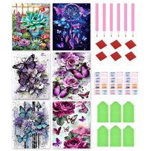 Load image into Gallery viewer, 6pcs Round Diamond Painting Set - Flower butterfly (30*40CM)