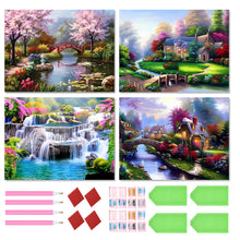 Load image into Gallery viewer, 3pcs Round Diamond Painting Set - Village scenery (40*30CM)