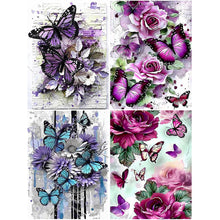 Load image into Gallery viewer, 4pcs Round Diamond Painting Set - Beautiful butterfly (30*40CM)