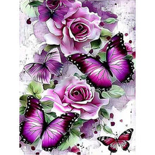Load image into Gallery viewer, 4pcs Round Diamond Painting Set - Beautiful butterfly (30*40CM)