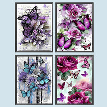 Load image into Gallery viewer, 4pcs Round Diamond Painting Set - Beautiful butterfly (30*40CM)