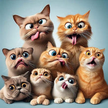 Load image into Gallery viewer, Diamond Painting - Full Square - A group of naughty Cat (40*40CM)
