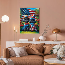 Load image into Gallery viewer, Diamond Painting - Full Round - Silver Poodle and Flag (30*40CM)