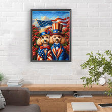 Load image into Gallery viewer, Diamond Painting - Full Round - American Poodle and Flag (30*40CM)