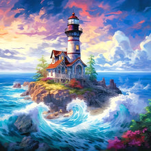 Load image into Gallery viewer, Diamond Painting - Full Round - Lighthouse at Sea (40*40CM)