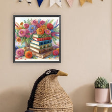 Load image into Gallery viewer, Diamond Painting - Partial Special Shaped - Flower and book (40*40CM)