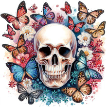 Load image into Gallery viewer, Diamond Painting - Partial Special Shaped - Butterfly flower and skull (40*40CM)