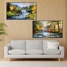 Load image into Gallery viewer, 2pcs Round Diamond Painting Set - Landscape (70*40CM)