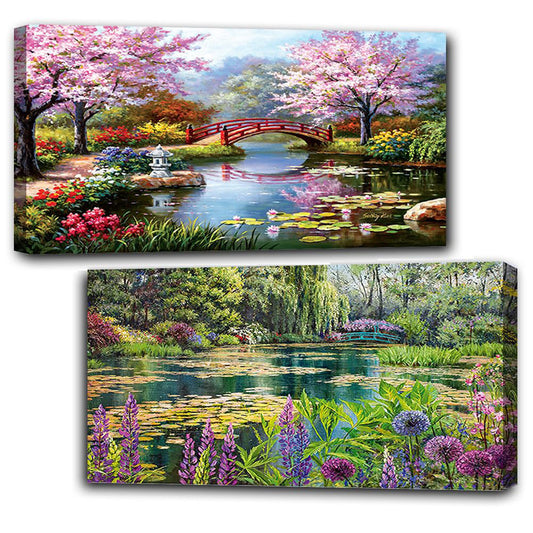 2pcs Round Diamond Painting Set - Landscape (70*40CM)