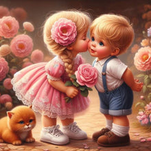 Load image into Gallery viewer, Diamond Painting - Full Round - Kissing boy and girl (40*40CM)