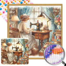 Load image into Gallery viewer, AB Diamond Painting - Full Round - Sewing girl (40*40CM)