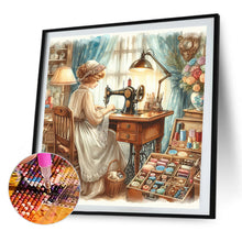 Load image into Gallery viewer, AB Diamond Painting - Full Round - Sewing girl (40*40CM)