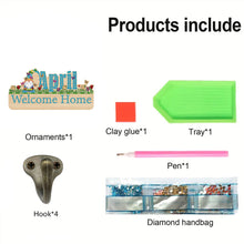 Load image into Gallery viewer, Wooden Calendar Rhinestone Painting Keychain Hanger Diamond Art Craft Wall Hooks