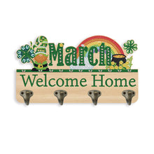 Load image into Gallery viewer, Wooden Calendar Rhinestone Painting Keychain Hanger Diamond Art Craft Wall Hooks