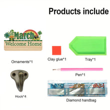 Load image into Gallery viewer, Wooden Calendar Rhinestone Painting Keychain Hanger Diamond Art Craft Wall Hooks