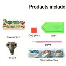 Load image into Gallery viewer, Wooden Calendar Rhinestone Painting Keychain Hanger Diamond Art Craft Wall Hooks