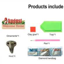 Load image into Gallery viewer, Wooden Calendar Rhinestone Painting Keychain Hanger Diamond Art Craft Wall Hooks