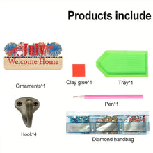 Load image into Gallery viewer, Wooden Calendar Rhinestone Painting Keychain Hanger Diamond Art Craft Wall Hooks