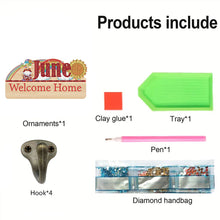 Load image into Gallery viewer, Wooden Calendar Rhinestone Painting Keychain Hanger Diamond Art Craft Wall Hooks