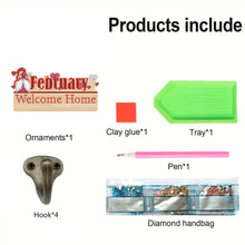 Load image into Gallery viewer, Wooden Calendar Rhinestone Painting Keychain Hanger Diamond Art Craft Wall Hooks