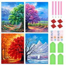 Load image into Gallery viewer, 4pcs Round Diamond Painting Set - Four Seasons Tree (30*40CM)