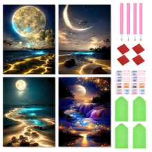 Load image into Gallery viewer, 4pcs Round Diamond Painting Set - Moonlight (30*40CM)