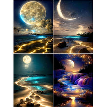 Load image into Gallery viewer, 4pcs Round Diamond Painting Set - Moonlight (30*40CM)