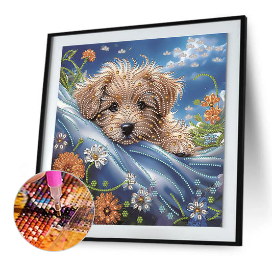 Diamond Painting - Partial Special Shaped - Dog Wheat Field (30*30CM)