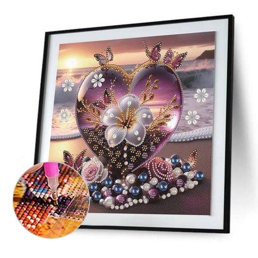 Diamond Painting - Partial Special Shaped - Jewelry Heart (30*30CM)