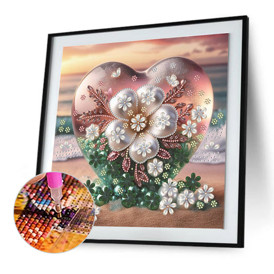 Diamond Painting - Partial Special Shaped - Jewelry Heart (30*30CM)