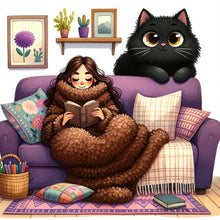 Load image into Gallery viewer, Diamond Painting - Full Round - Girl and Cat (40*40CM)