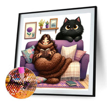 Load image into Gallery viewer, Diamond Painting - Full Round - Girl and Cat (40*40CM)