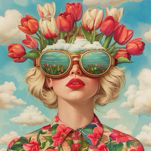 Load image into Gallery viewer, Diamond Painting - Full Round - Tulip Girl with Sunglasses (40*40CM)