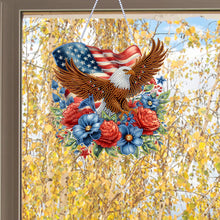 Load image into Gallery viewer, 4th of July USA Flag Eagle Acrylic Diamond Art Hanging Pendant for Window Decor