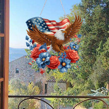 Load image into Gallery viewer, 4th of July USA Flag Eagle Acrylic Diamond Art Hanging Pendant for Window Decor