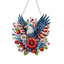 Load image into Gallery viewer, 4th of July USA Flag Eagle Acrylic Diamond Art Hanging Pendant for Window Decor