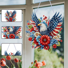 Load image into Gallery viewer, 4th of July USA Flag Eagle Acrylic Diamond Art Hanging Pendant for Window Decor