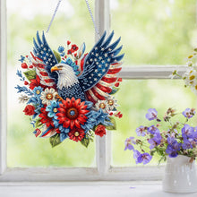Load image into Gallery viewer, 4th of July USA Flag Eagle Acrylic Diamond Art Hanging Pendant for Window Decor