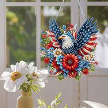 Load image into Gallery viewer, 4th of July USA Flag Eagle Acrylic Diamond Art Hanging Pendant for Window Decor