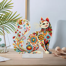 Load image into Gallery viewer, Acrylic Special Shaped Colorful Pattern Cat 5D DIY Diamond Art Tabletop Decor